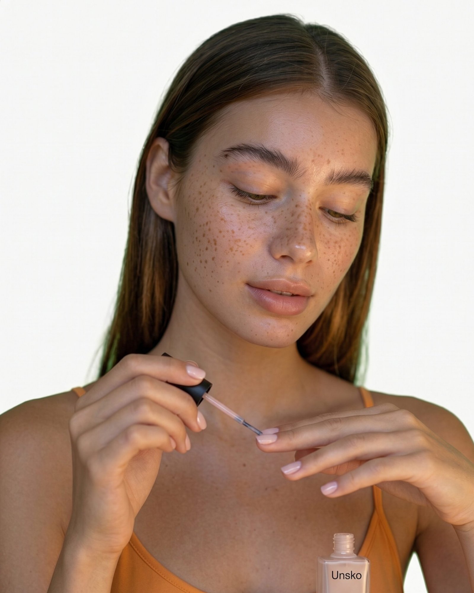 Modelo pintándose las uñas