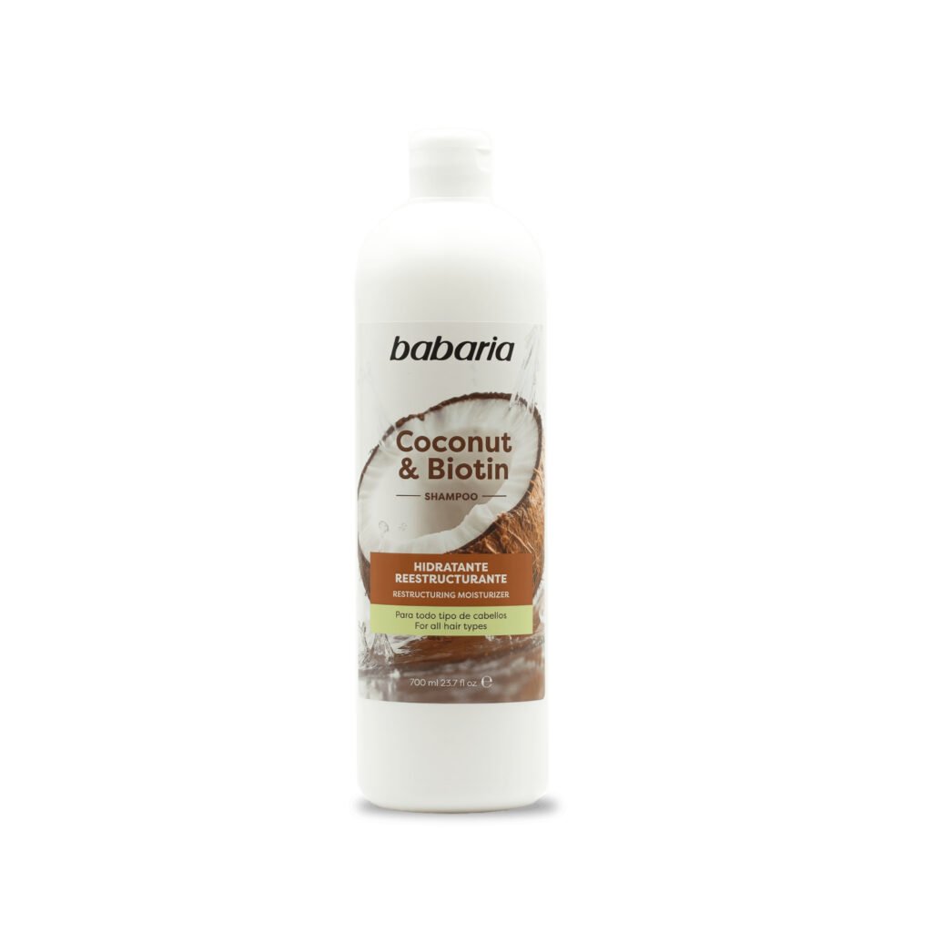 BABARIA SHAMPOO HIDRATANTE Y REESTRUCTURANTE DE COCO Y BIOTINA 700 M