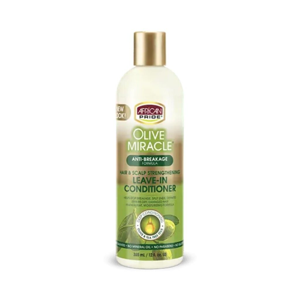 AFRICAN PRIDE ACONDICIONADOR SIN ENJJAGUE Y ANTI QUIEBRE CON ACEITE DE OLIVA 12 OZ