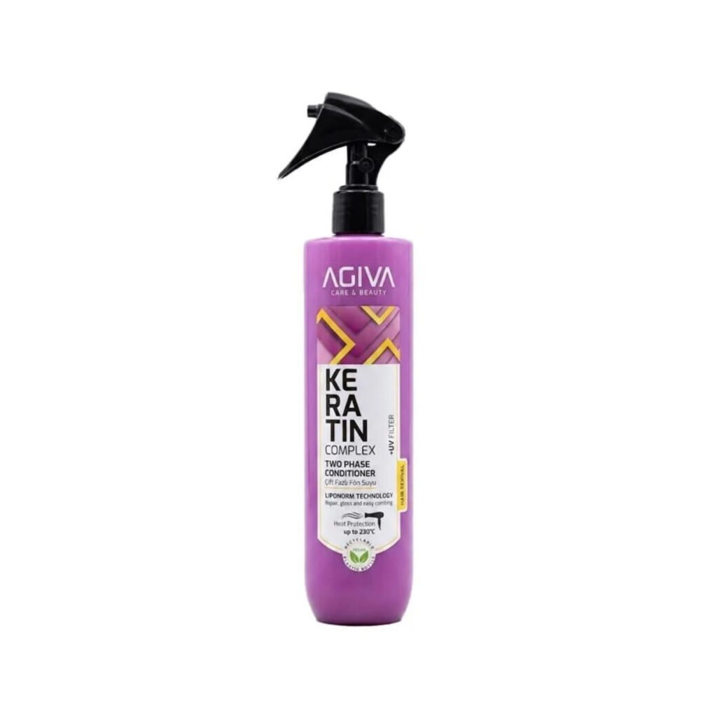 Agiva Acondicionador Sin Enjuague Reparador Keratina, Fórmula Bifásica 400 Ml
