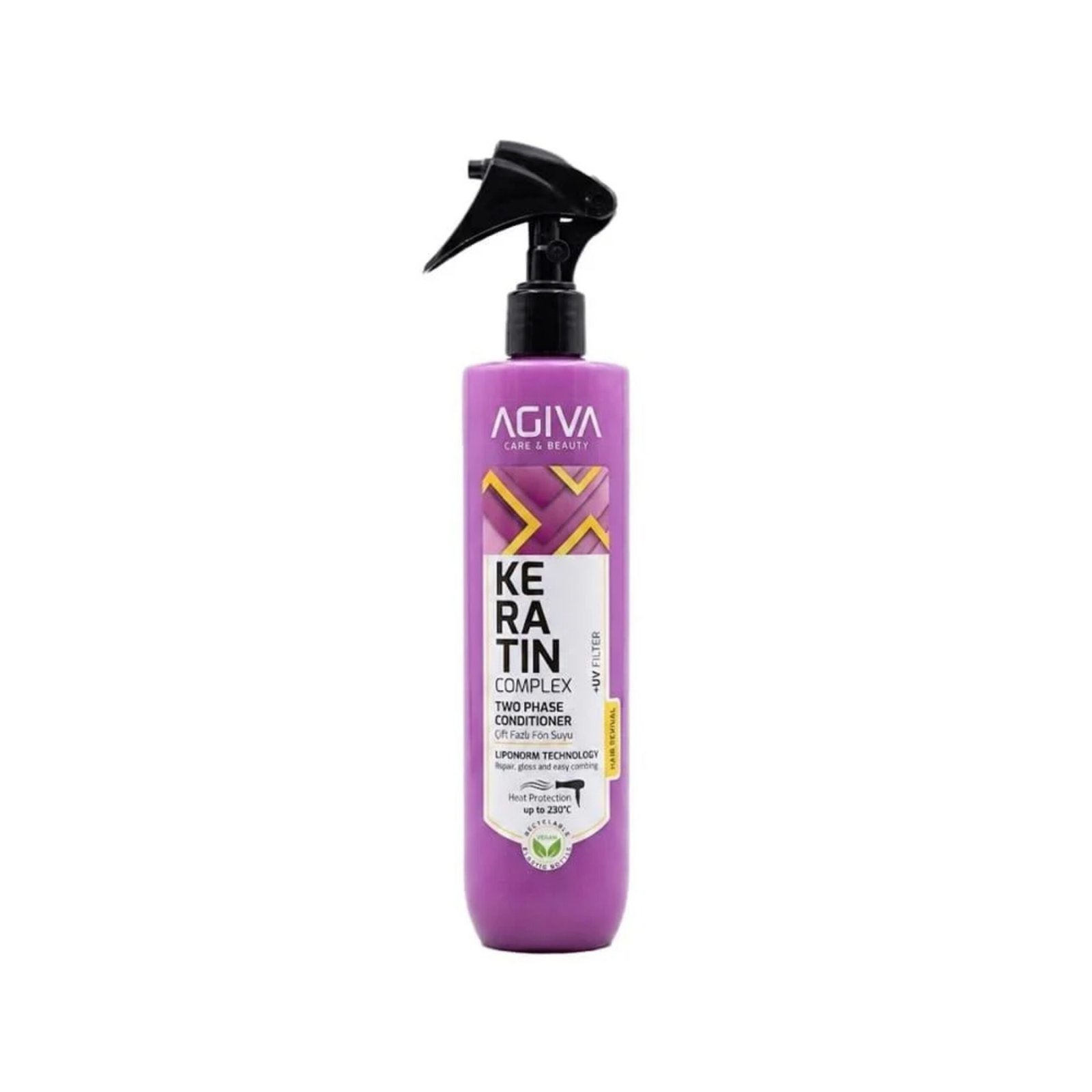 Agiva Acondicionador Sin Enjuague Reparador Keratina, Fórmula Bifásica 400 Ml
