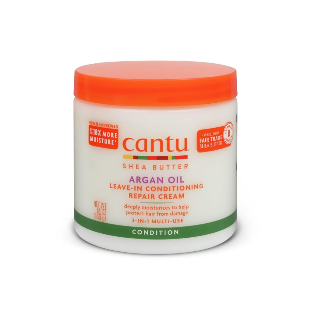 Cantu Crema Reparadora Sin Enjuague 3N1 Shea Butter & Aceite De Argan 16 Oz